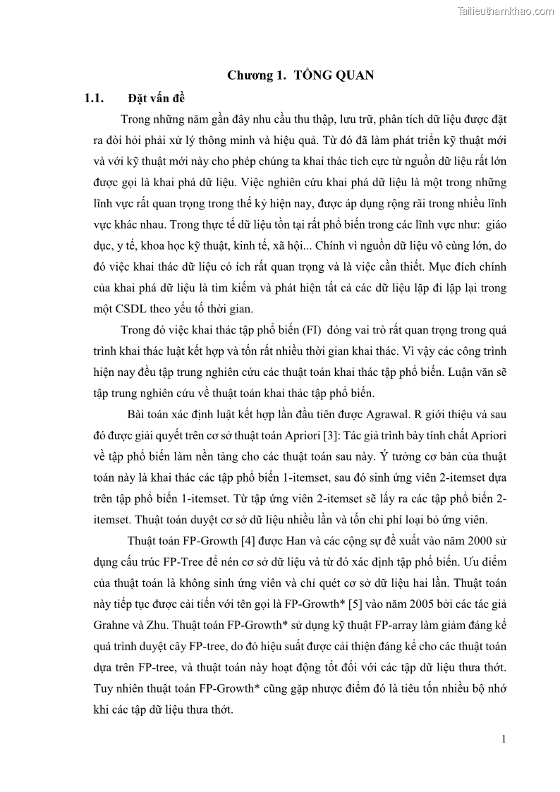 Luận văn thạc sĩ công nghệ thông tin Phương pháp khai thác theo chiều ngang để trích xuất các tập phổ biến - 2 Trang 14