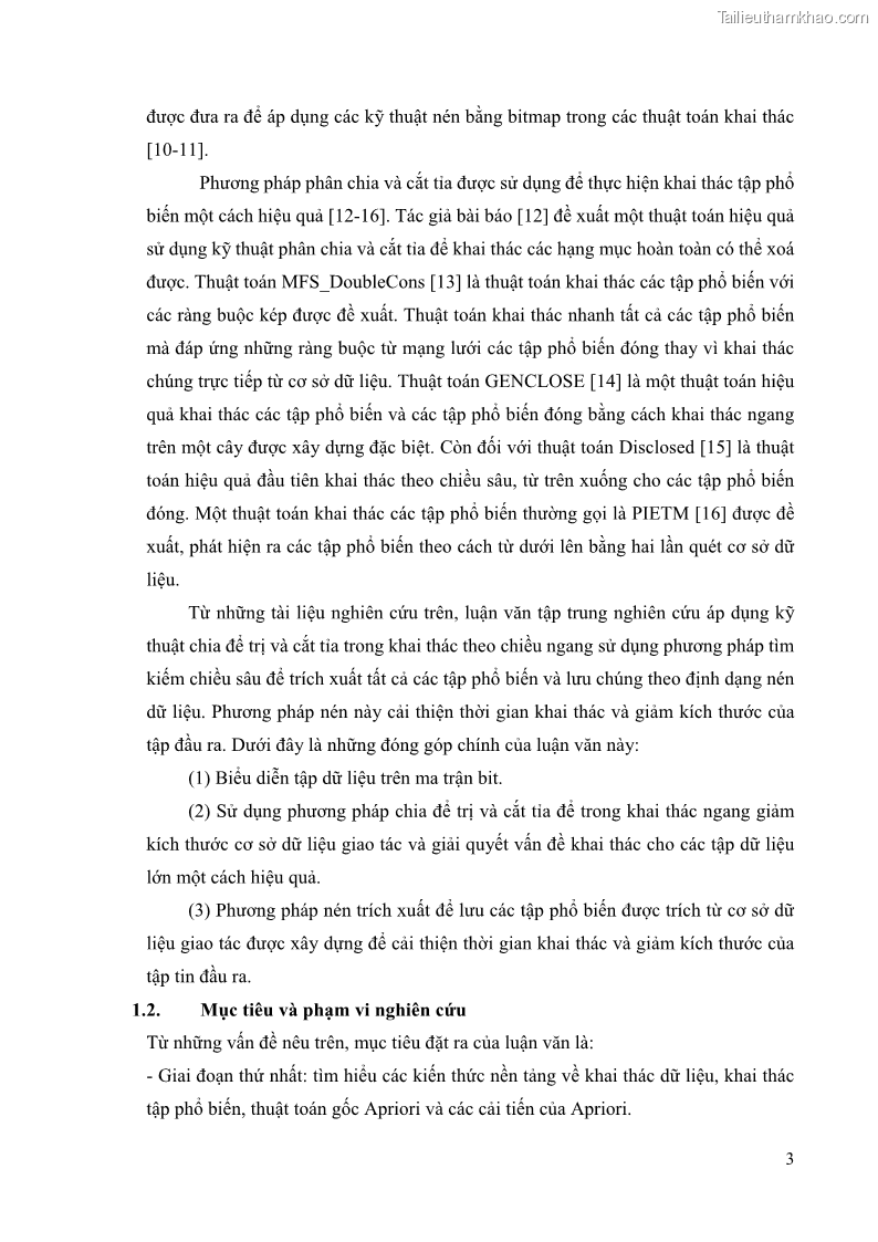 Luận văn thạc sĩ công nghệ thông tin Phương pháp khai thác theo chiều ngang để trích xuất các tập phổ biến - 2 Trang 16