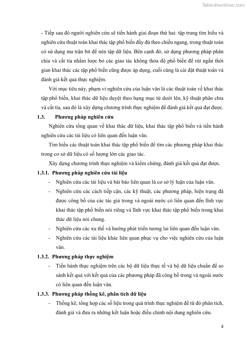 Luận văn thạc sĩ công nghệ thông tin Phương pháp khai thác theo chiều ngang để trích xuất các tập phổ biến - 2 Trang 17