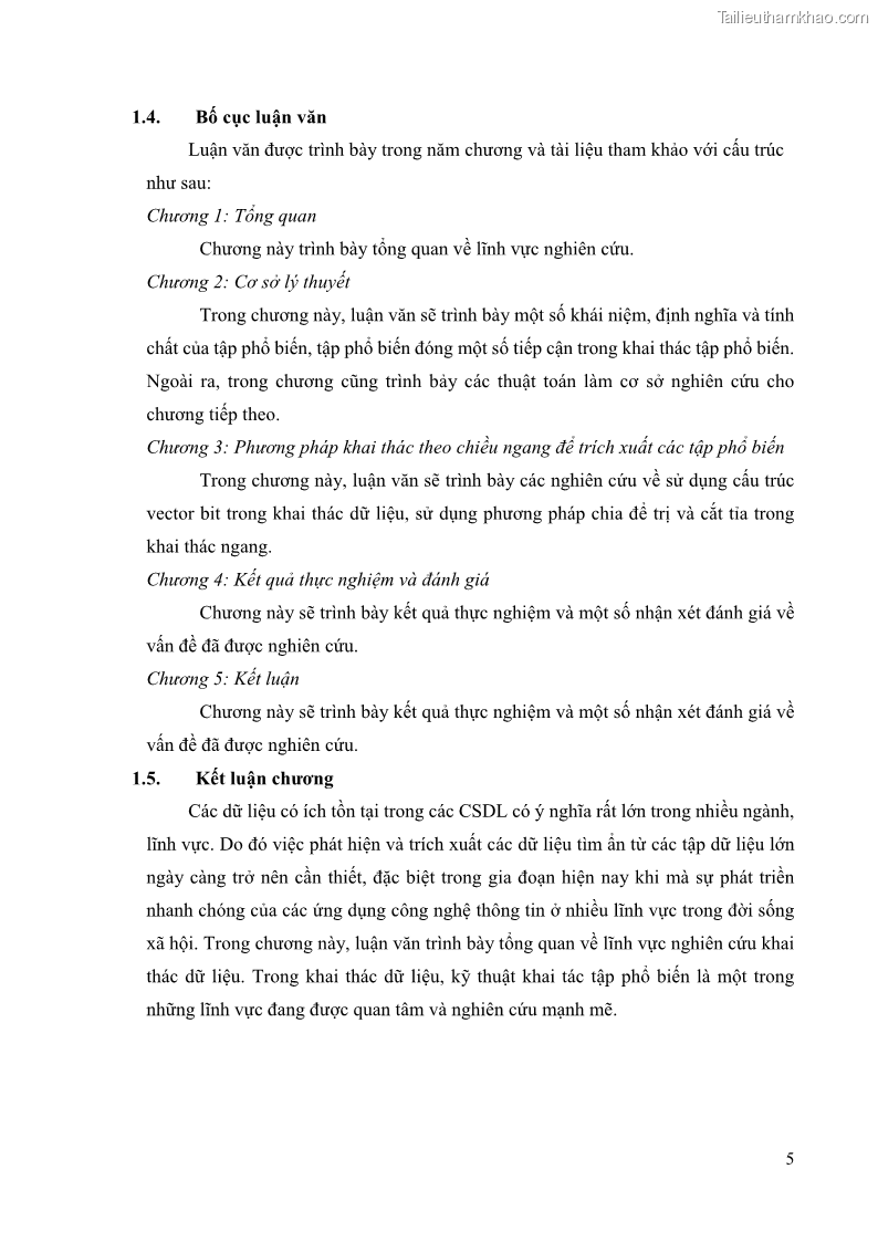 Luận văn thạc sĩ công nghệ thông tin Phương pháp khai thác theo chiều ngang để trích xuất các tập phổ biến - 2 Trang 18