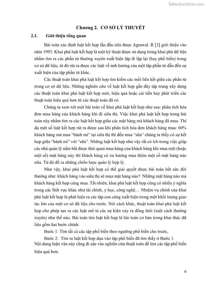 Luận văn thạc sĩ công nghệ thông tin Phương pháp khai thác theo chiều ngang để trích xuất các tập phổ biến - 2 Trang 19