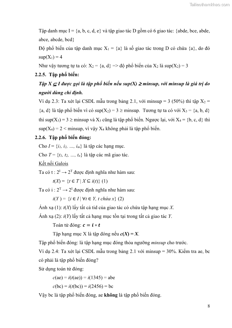 Luận văn thạc sĩ công nghệ thông tin Phương pháp khai thác theo chiều ngang để trích xuất các tập phổ biến - 2 Trang 21