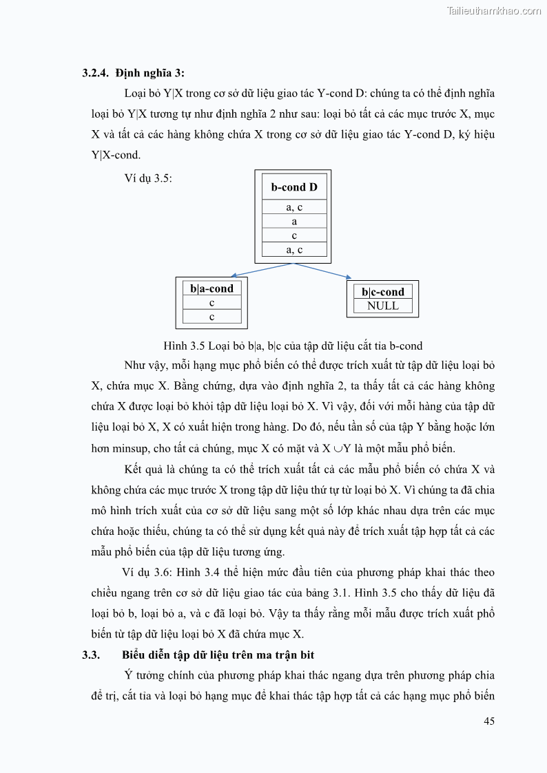 Luận văn thạc sĩ công nghệ thông tin Phương pháp khai thác theo chiều ngang để trích xuất các tập phổ biến - 5 Trang 58
