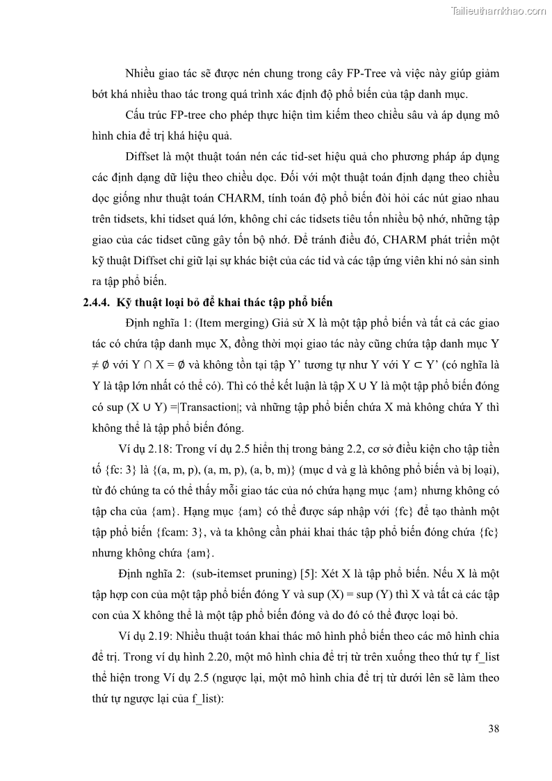 Luận văn thạc sĩ công nghệ thông tin Phương pháp khai thác theo chiều ngang để trích xuất các tập phổ biến - 5 Trang 51