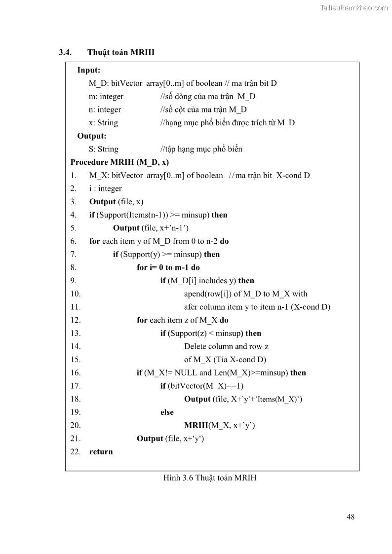 Luận văn thạc sĩ công nghệ thông tin Phương pháp khai thác theo chiều ngang để trích xuất các tập phổ biến - 6 Trang 61