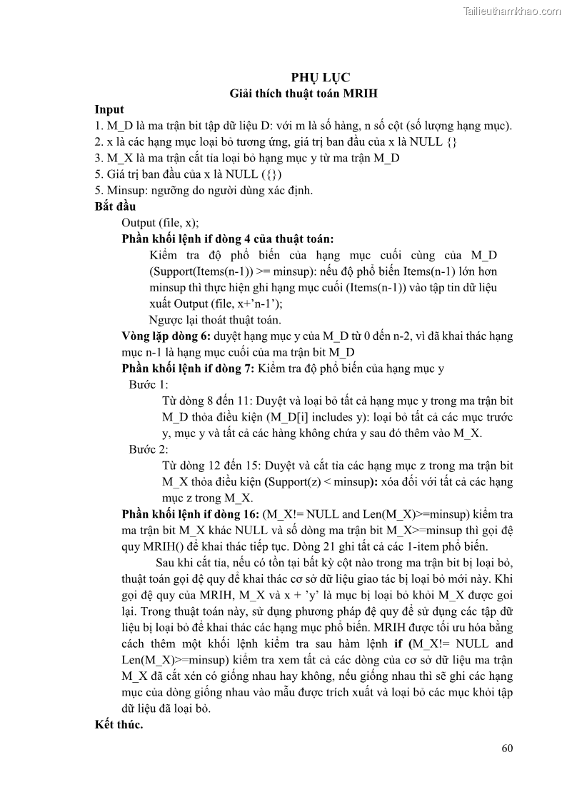 Luận văn thạc sĩ công nghệ thông tin Phương pháp khai thác theo chiều ngang để trích xuất các tập phổ biến - 7 Trang 73