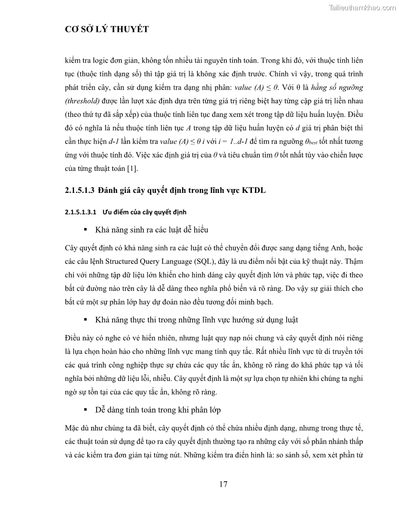 Luận văn thạc sĩ công nghệ thông tin Sử dụng cây quyết định phân lớp dữ liệu mất cân đối - 3 Trang 28