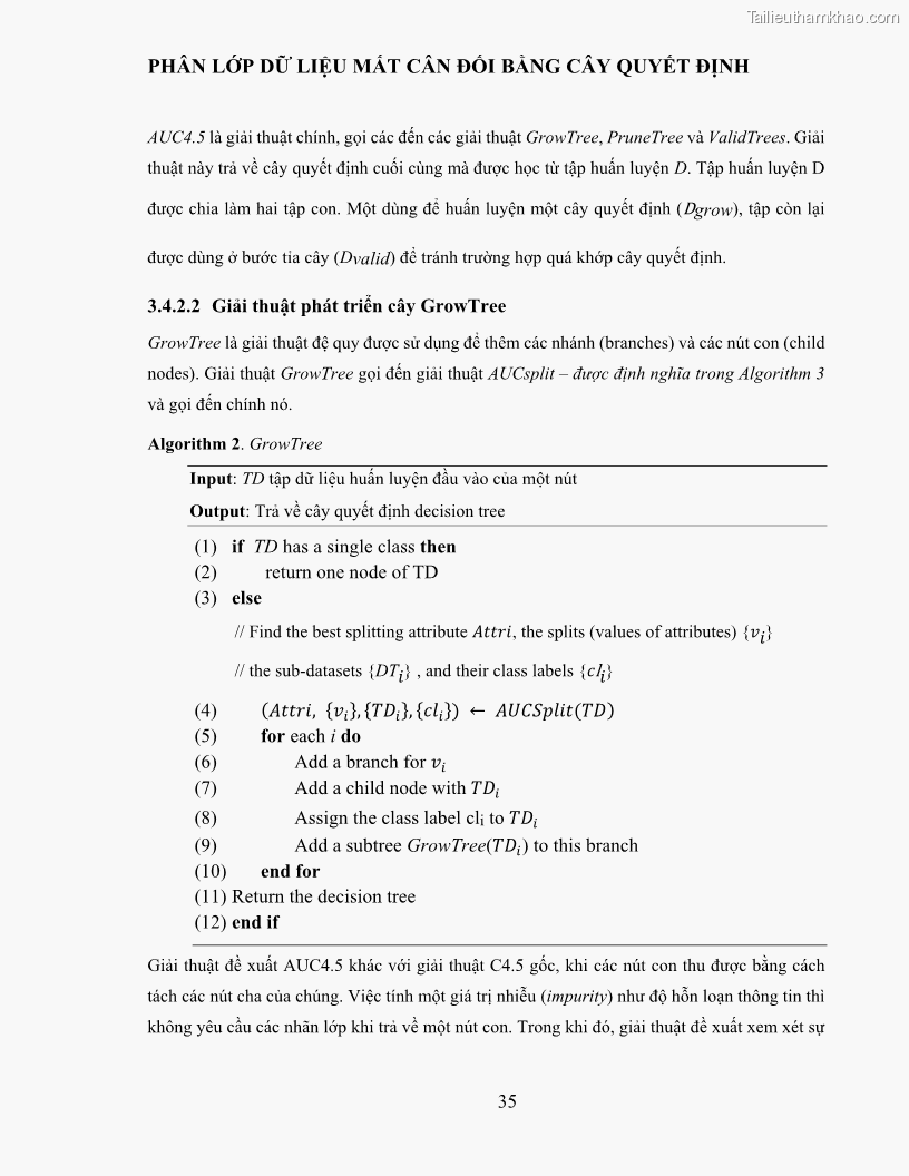 Luận văn thạc sĩ công nghệ thông tin Sử dụng cây quyết định phân lớp dữ liệu mất cân đối - 4 Trang 46