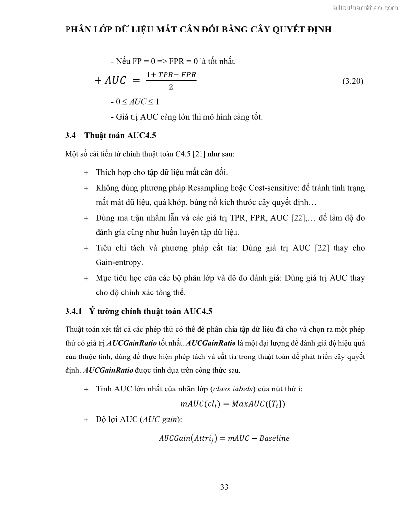 Luận văn thạc sĩ công nghệ thông tin Sử dụng cây quyết định phân lớp dữ liệu mất cân đối - 4 Trang 44