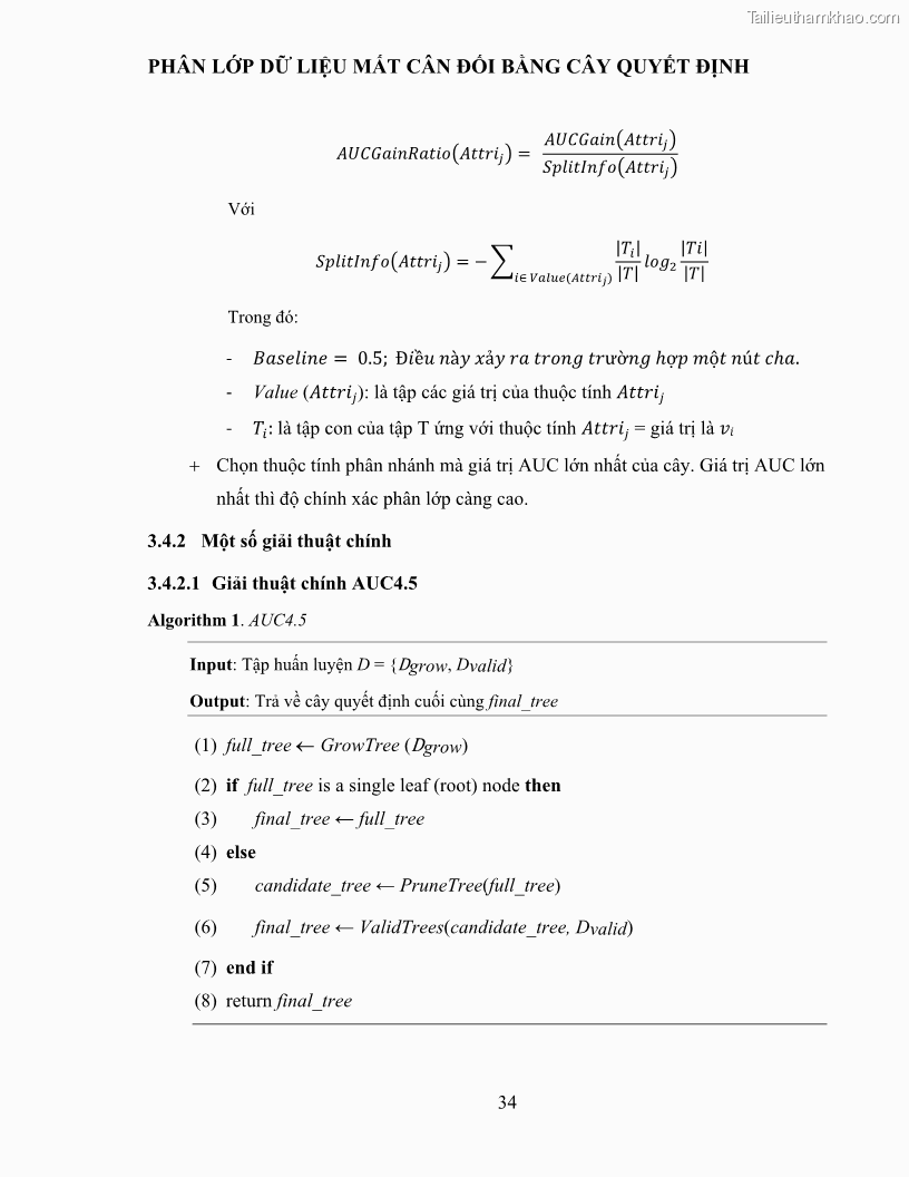 Luận văn thạc sĩ công nghệ thông tin Sử dụng cây quyết định phân lớp dữ liệu mất cân đối - 4 Trang 45