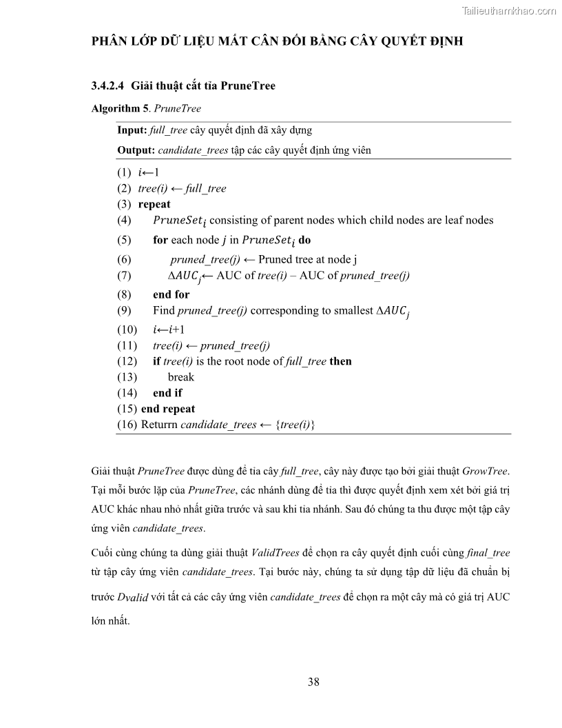 Luận văn thạc sĩ công nghệ thông tin Sử dụng cây quyết định phân lớp dữ liệu mất cân đối - 5 Trang 49