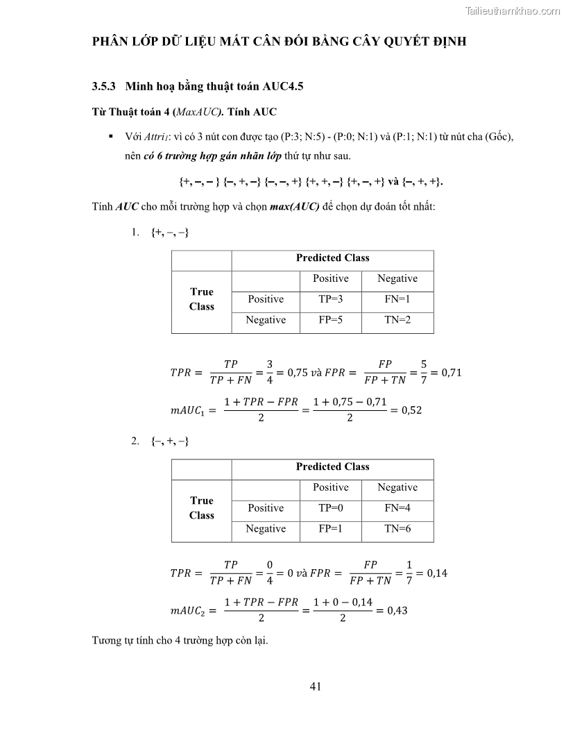 Luận văn thạc sĩ công nghệ thông tin Sử dụng cây quyết định phân lớp dữ liệu mất cân đối - 5 Trang 52