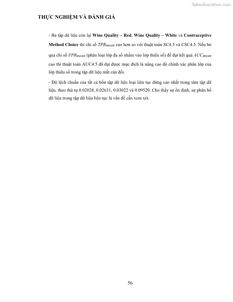 Luận văn thạc sĩ công nghệ thông tin Sử dụng cây quyết định phân lớp dữ liệu mất cân đối - 6 Trang 67