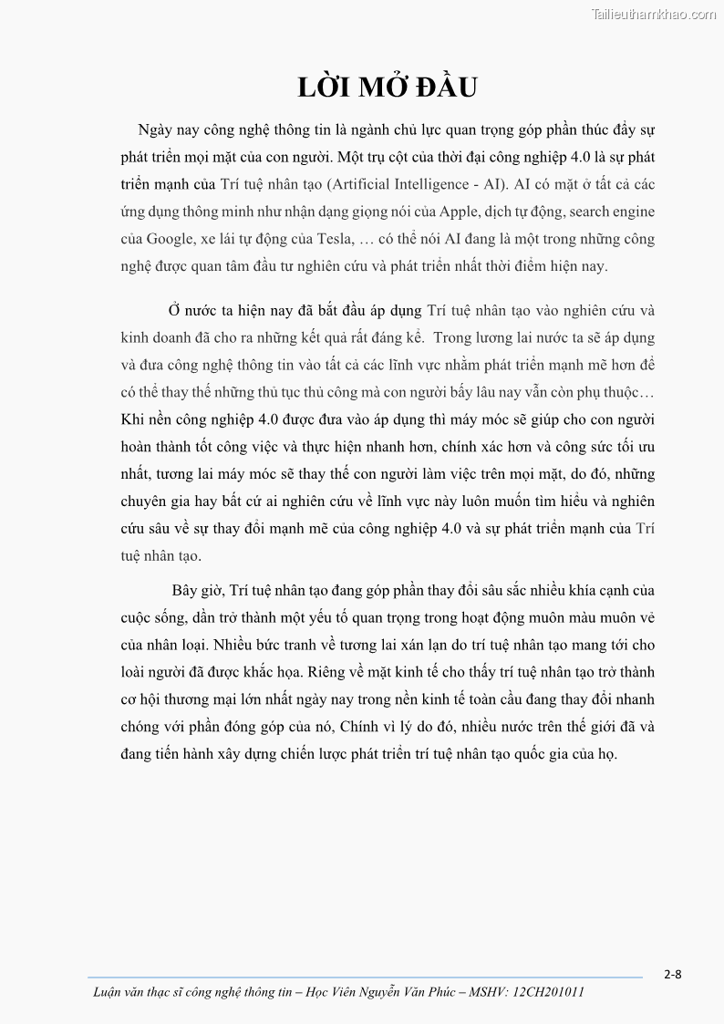 Luận văn thạc sĩ công nghệ thông tin Ứng dụng học sâu trong phân loại trái cây - 1 Trang 10