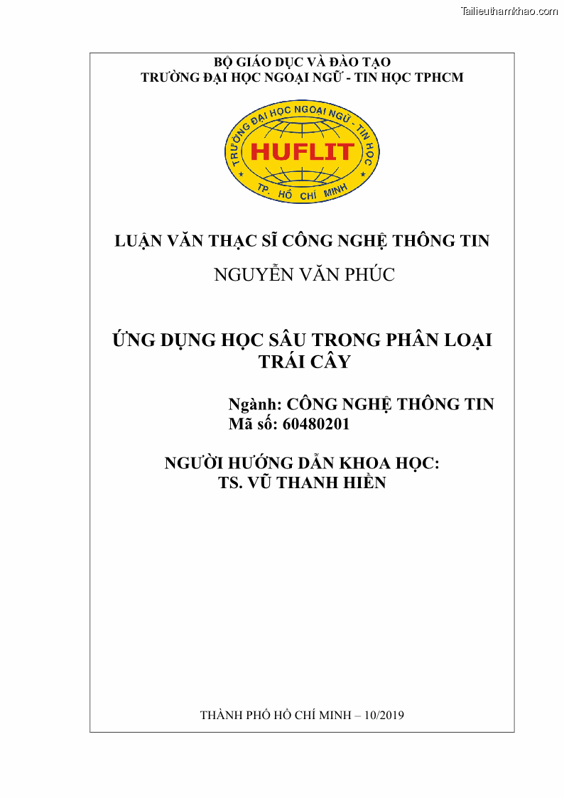 Luận văn thạc sĩ công nghệ thông tin Ứng dụng học sâu trong phân loại trái cây - 1 Trang 2