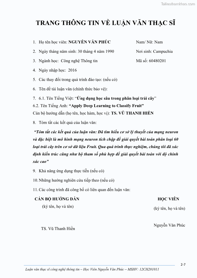 Luận văn thạc sĩ công nghệ thông tin Ứng dụng học sâu trong phân loại trái cây - 1 Trang 9