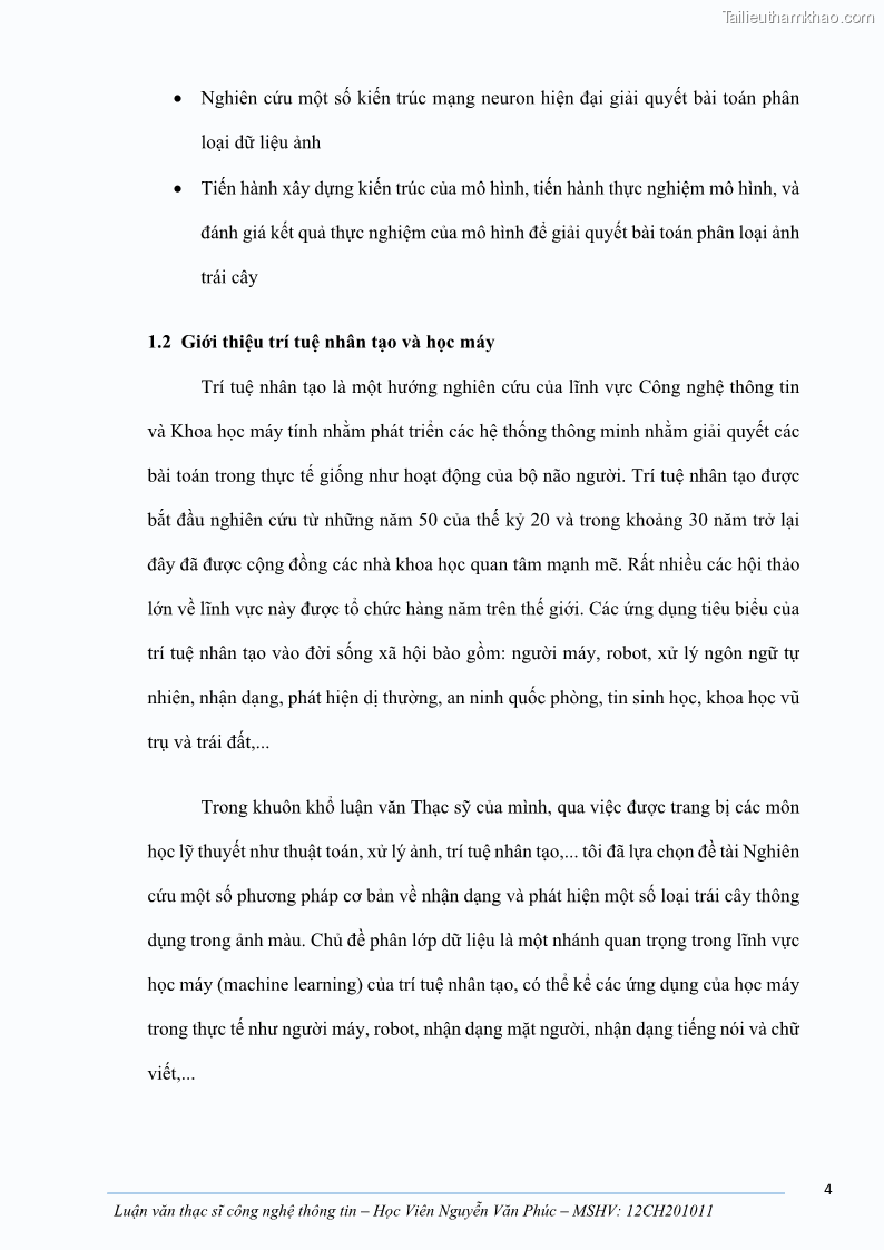 Luận văn thạc sĩ công nghệ thông tin Ứng dụng học sâu trong phân loại trái cây - 2 Trang 14