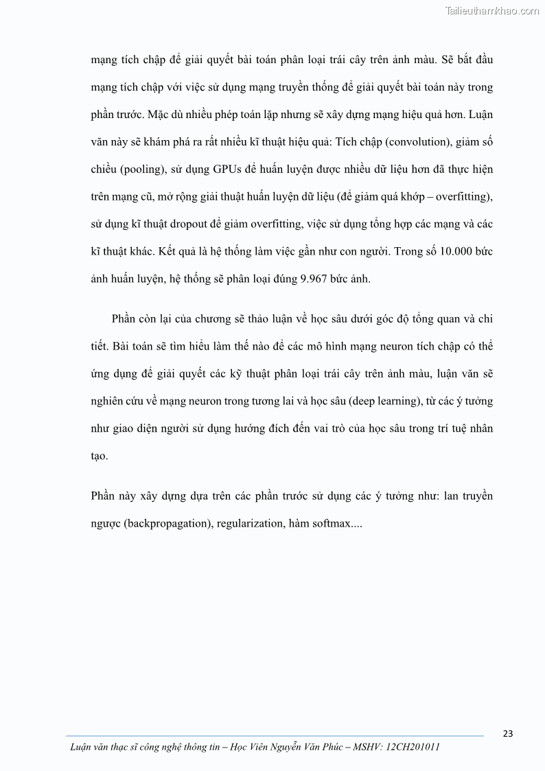 Luận văn thạc sĩ công nghệ thông tin Ứng dụng học sâu trong phân loại trái cây - 3 Trang 33