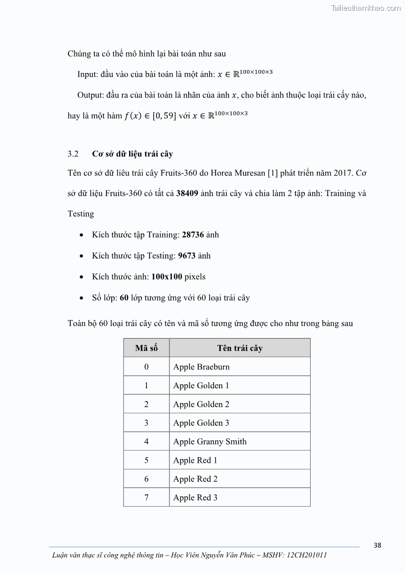Luận văn thạc sĩ công nghệ thông tin Ứng dụng học sâu trong phân loại trái cây - 4 Trang 48