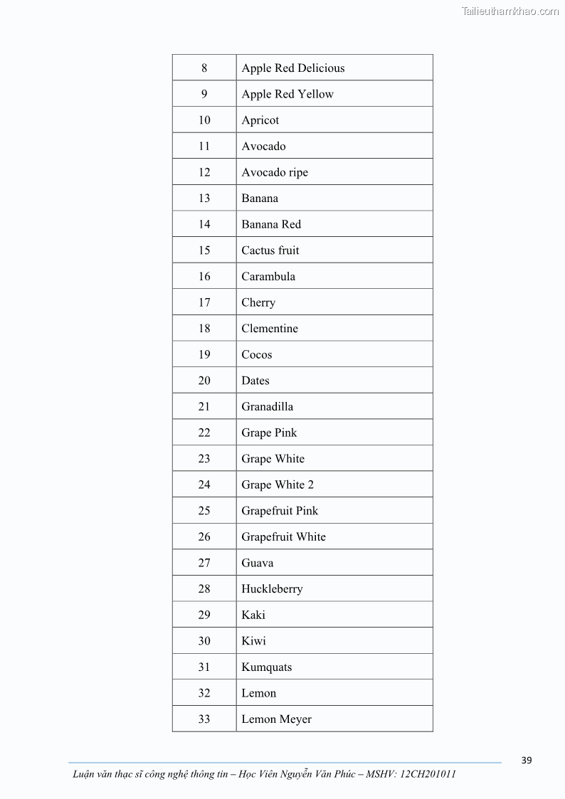 Luận văn thạc sĩ công nghệ thông tin Ứng dụng học sâu trong phân loại trái cây - 5 Trang 49