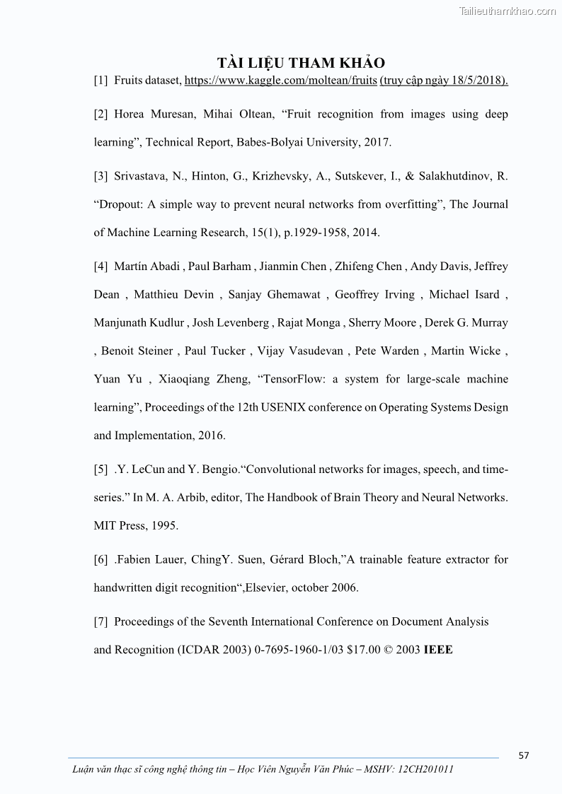 Luận văn thạc sĩ công nghệ thông tin Ứng dụng học sâu trong phân loại trái cây - 6 Trang 67