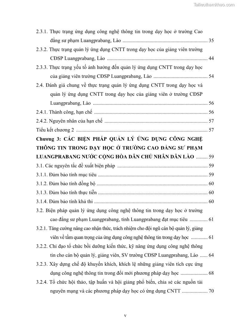 Luận văn thạc sĩ khoa học giáo dục Quản lí ứng dụng công nghệ thông tin trong dạy học ở trường Cao đẳng Sư phạm Luangprabang, thành phố Luangprabang, tỉnh Luangprabang, nước Cộng hòa dân chủ nhân dân Lào - 1 Trang 6