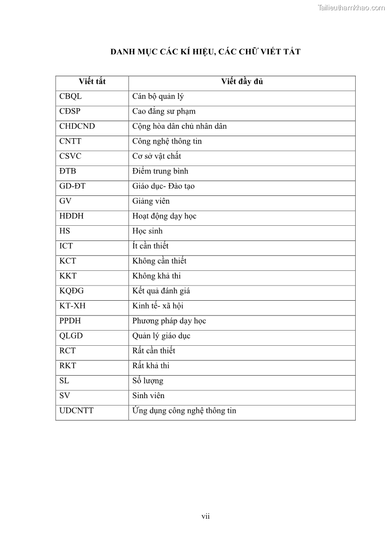 Luận văn thạc sĩ khoa học giáo dục Quản lí ứng dụng công nghệ thông tin trong dạy học ở trường Cao đẳng Sư phạm Luangprabang, thành phố Luangprabang, tỉnh Luangprabang, nước Cộng hòa dân chủ nhân dân Lào - 1 Trang 8