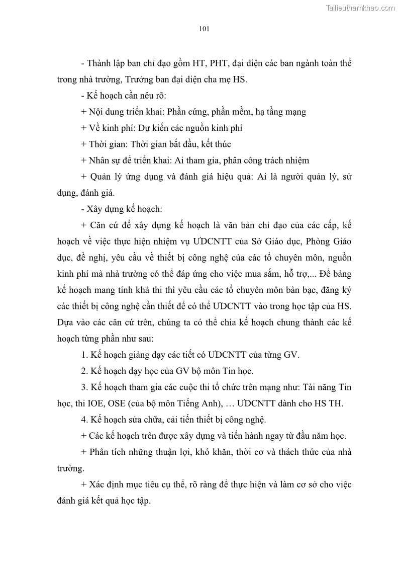 Luận văn thạc sĩ khoa học giáo dục Quản lí ứng dụng công nghệ thông tin trong học tập của học sinh ở các trường tiểu học huyện Bình Chánh thành phố Hồ Chí Minh - 10 Trang 112