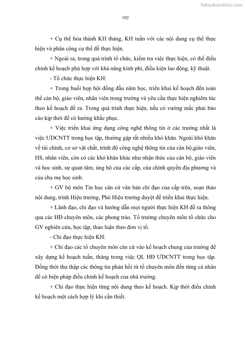 Luận văn thạc sĩ khoa học giáo dục Quản lí ứng dụng công nghệ thông tin trong học tập của học sinh ở các trường tiểu học huyện Bình Chánh thành phố Hồ Chí Minh - 10 Trang 113