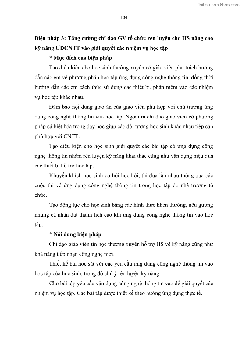 Luận văn thạc sĩ khoa học giáo dục Quản lí ứng dụng công nghệ thông tin trong học tập của học sinh ở các trường tiểu học huyện Bình Chánh thành phố Hồ Chí Minh - 10 Trang 115