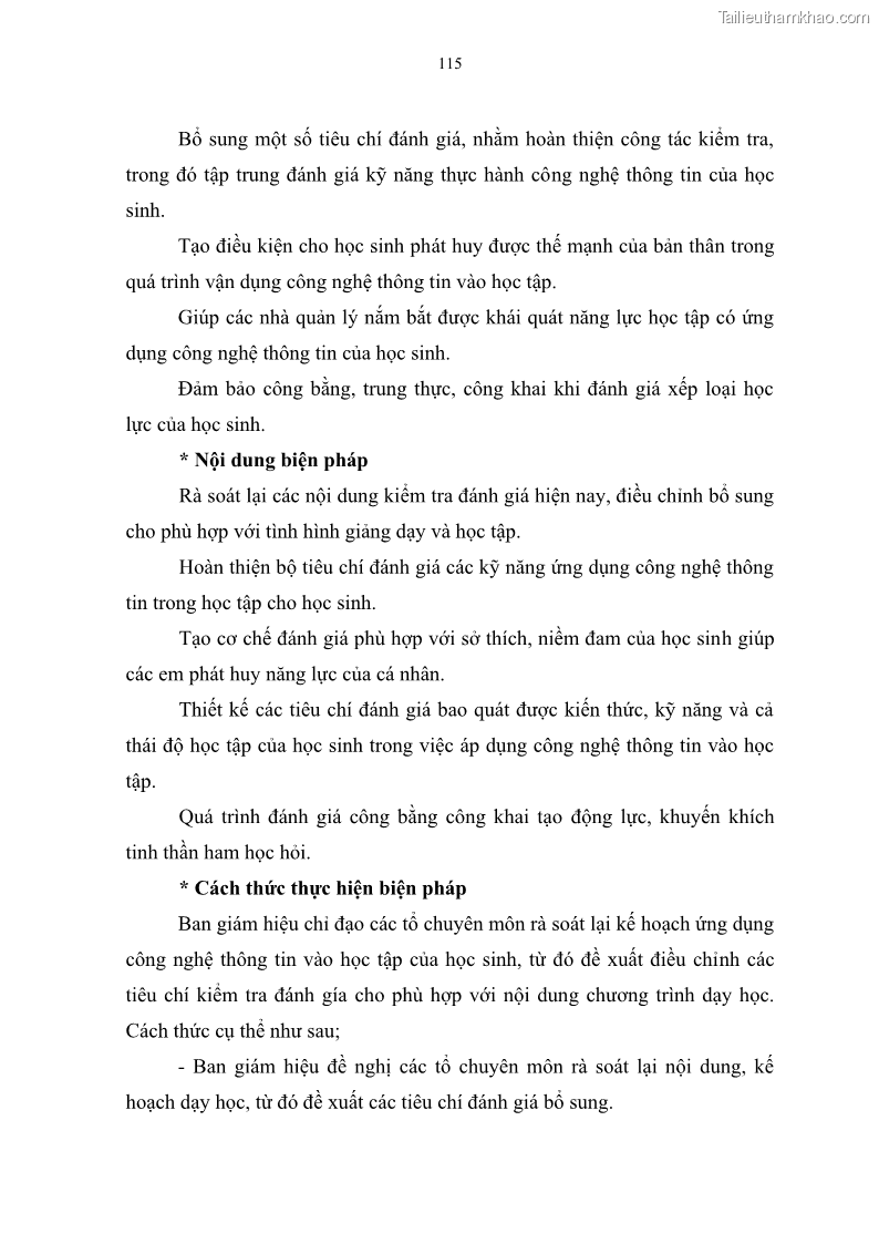 Luận văn thạc sĩ khoa học giáo dục Quản lí ứng dụng công nghệ thông tin trong học tập của học sinh ở các trường tiểu học huyện Bình Chánh thành phố Hồ Chí Minh - 11 Trang 126