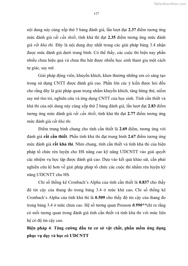 Luận văn thạc sĩ khoa học giáo dục Quản lí ứng dụng công nghệ thông tin trong học tập của học sinh ở các trường tiểu học huyện Bình Chánh thành phố Hồ Chí Minh - 12 Trang 138