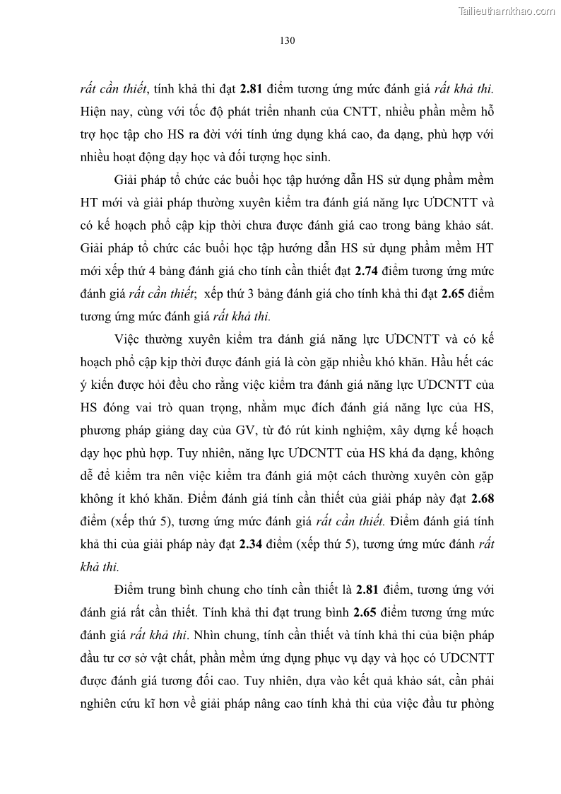 Luận văn thạc sĩ khoa học giáo dục Quản lí ứng dụng công nghệ thông tin trong học tập của học sinh ở các trường tiểu học huyện Bình Chánh thành phố Hồ Chí Minh - 12 Trang 141