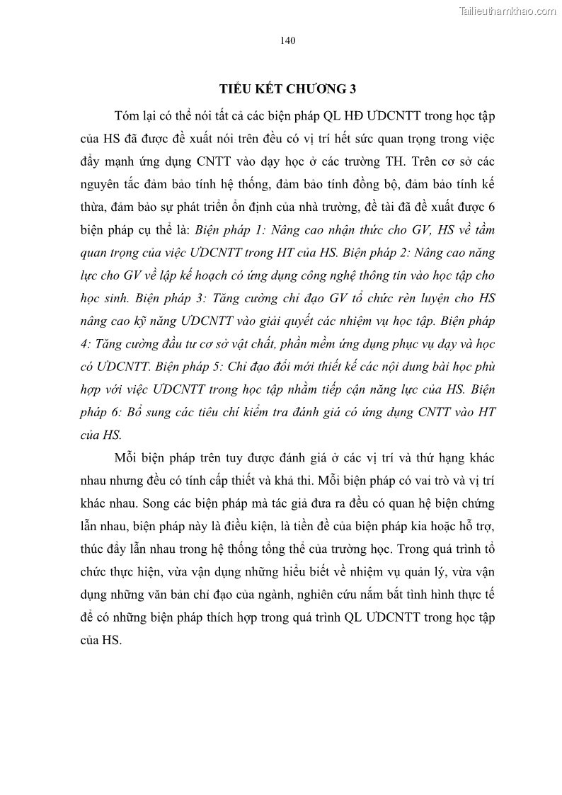 Luận văn thạc sĩ khoa học giáo dục Quản lí ứng dụng công nghệ thông tin trong học tập của học sinh ở các trường tiểu học huyện Bình Chánh thành phố Hồ Chí Minh - 13 Trang 151