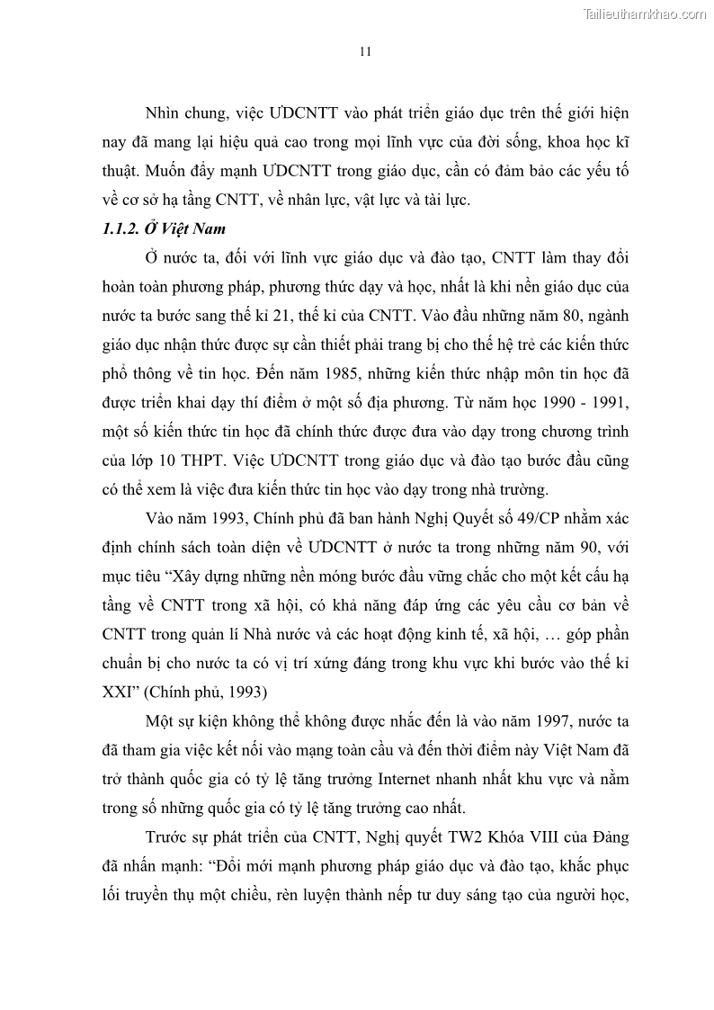 Luận văn thạc sĩ khoa học giáo dục Quản lí ứng dụng công nghệ thông tin trong học tập của học sinh ở các trường tiểu học huyện Bình Chánh thành phố Hồ Chí Minh - 2 Trang 22