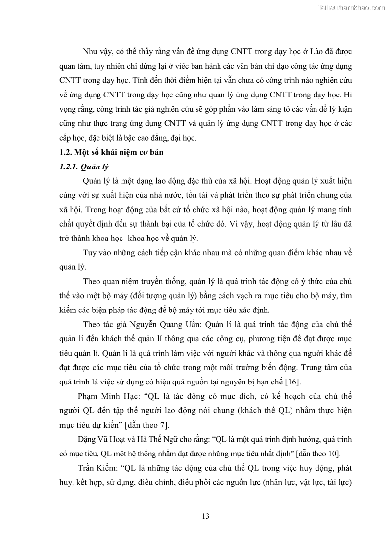 Luận văn thạc sĩ khoa học giáo dục Quản lí ứng dụng công nghệ thông tin trong dạy học ở trường Cao đẳng Sư phạm Luangprabang, thành phố Luangprabang, tỉnh Luangprabang, nước Cộng hòa dân chủ nhân dân Lào - 2 Trang 23