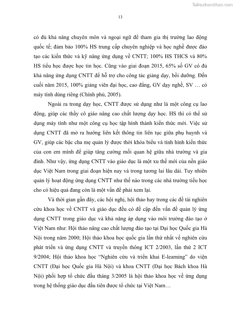 Luận văn thạc sĩ khoa học giáo dục Quản lí ứng dụng công nghệ thông tin trong học tập của học sinh ở các trường tiểu học huyện Bình Chánh thành phố Hồ Chí Minh - 2 Trang 24