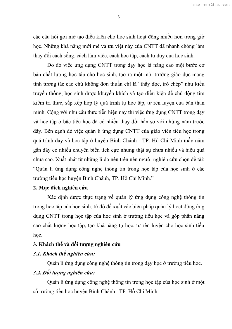 Luận văn thạc sĩ khoa học giáo dục Quản lí ứng dụng công nghệ thông tin trong học tập của học sinh ở các trường tiểu học huyện Bình Chánh thành phố Hồ Chí Minh - 2 Trang 14