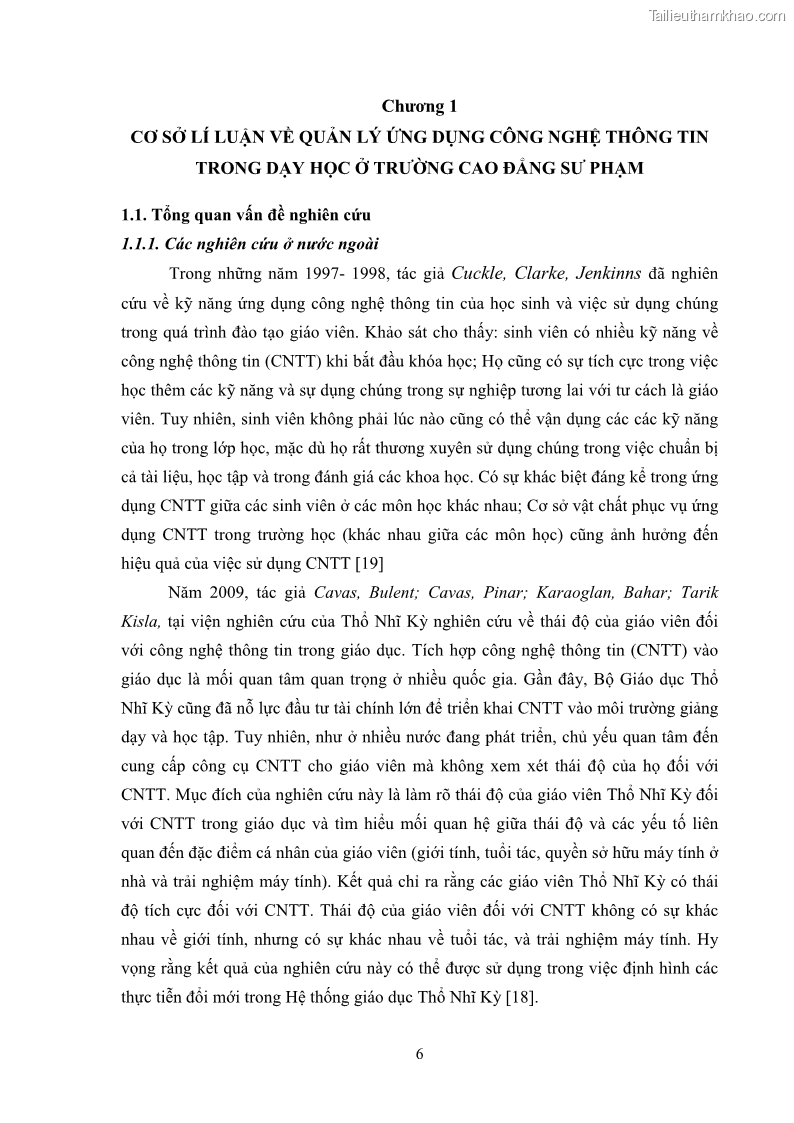 Luận văn thạc sĩ khoa học giáo dục Quản lí ứng dụng công nghệ thông tin trong dạy học ở trường Cao đẳng Sư phạm Luangprabang, thành phố Luangprabang, tỉnh Luangprabang, nước Cộng hòa dân chủ nhân dân Lào - 2 Trang 16