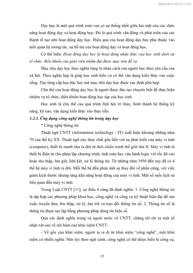 Luận văn thạc sĩ khoa học giáo dục Quản lí ứng dụng công nghệ thông tin trong dạy học ở trường Cao đẳng Sư phạm Luangprabang, thành phố Luangprabang, tỉnh Luangprabang, nước Cộng hòa dân chủ nhân dân Lào - 3 Trang 25