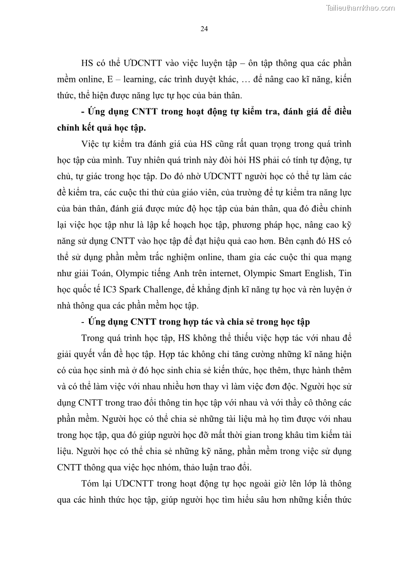 Luận văn thạc sĩ khoa học giáo dục Quản lí ứng dụng công nghệ thông tin trong học tập của học sinh ở các trường tiểu học huyện Bình Chánh thành phố Hồ Chí Minh - 3 Trang 35