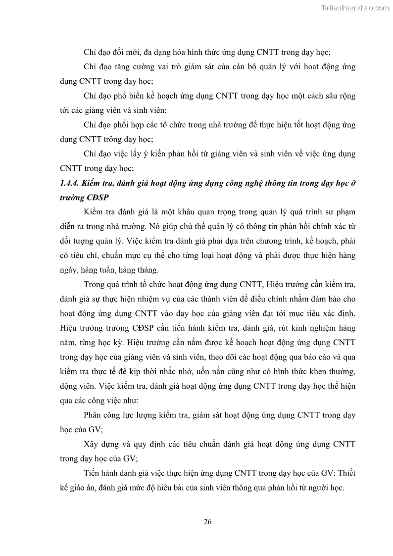 Luận văn thạc sĩ khoa học giáo dục Quản lí ứng dụng công nghệ thông tin trong dạy học ở trường Cao đẳng Sư phạm Luangprabang, thành phố Luangprabang, tỉnh Luangprabang, nước Cộng hòa dân chủ nhân dân Lào - 3 Trang 36