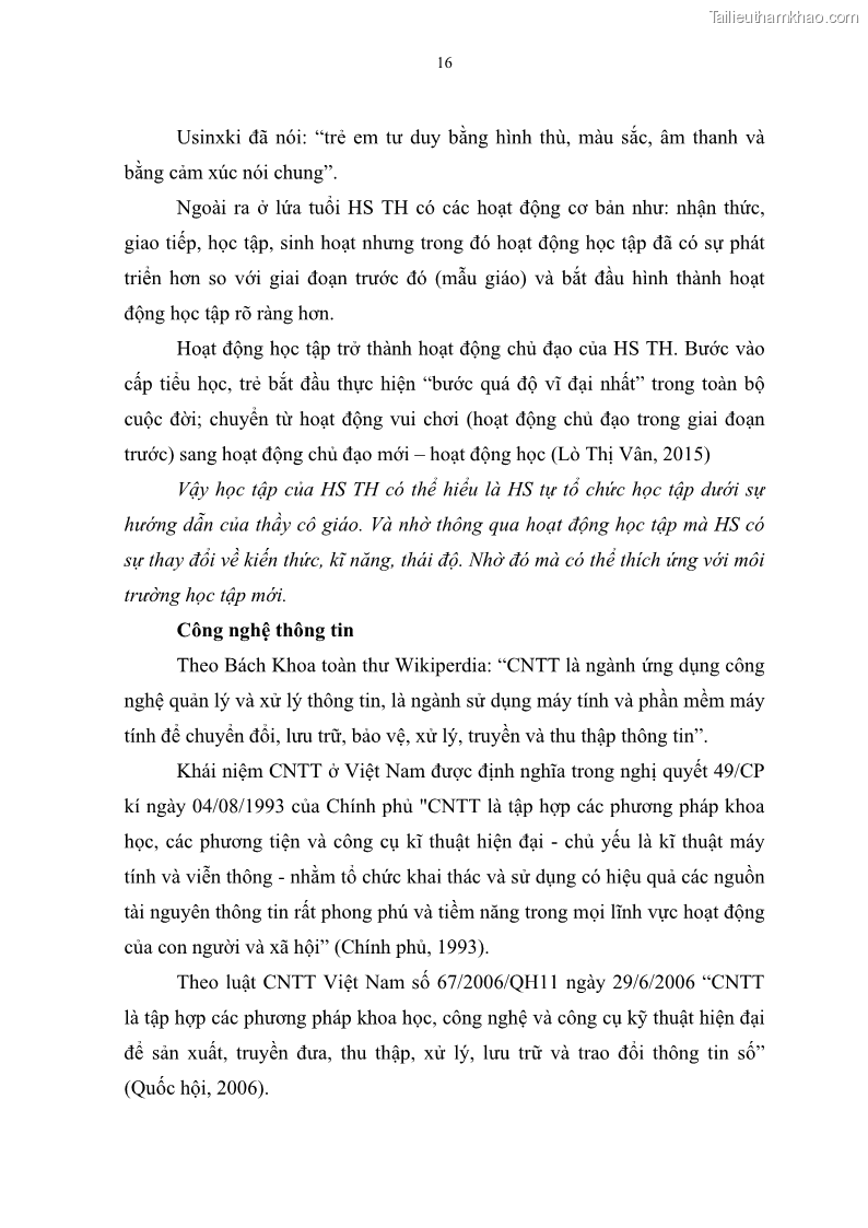 Luận văn thạc sĩ khoa học giáo dục Quản lí ứng dụng công nghệ thông tin trong học tập của học sinh ở các trường tiểu học huyện Bình Chánh thành phố Hồ Chí Minh - 3 Trang 27