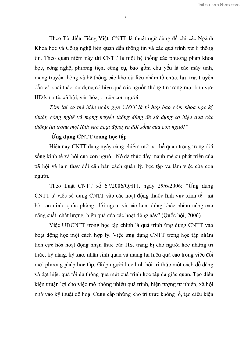 Luận văn thạc sĩ khoa học giáo dục Quản lí ứng dụng công nghệ thông tin trong học tập của học sinh ở các trường tiểu học huyện Bình Chánh thành phố Hồ Chí Minh - 3 Trang 28