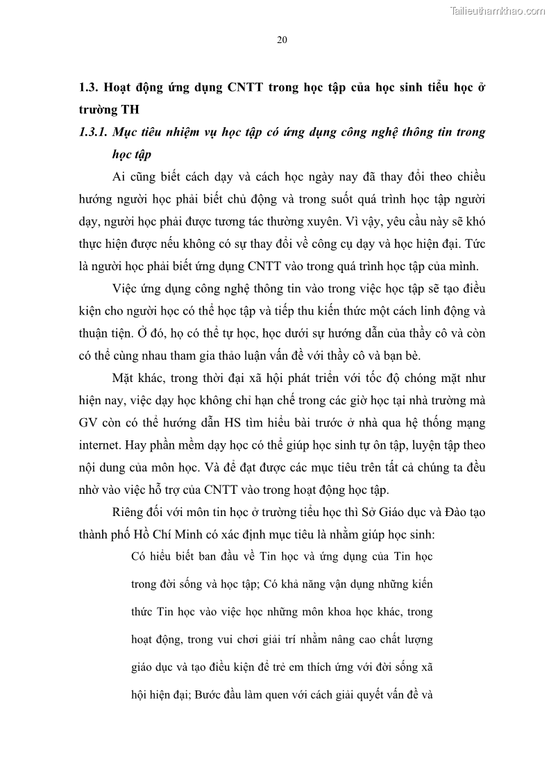 Luận văn thạc sĩ khoa học giáo dục Quản lí ứng dụng công nghệ thông tin trong học tập của học sinh ở các trường tiểu học huyện Bình Chánh thành phố Hồ Chí Minh - 3 Trang 31