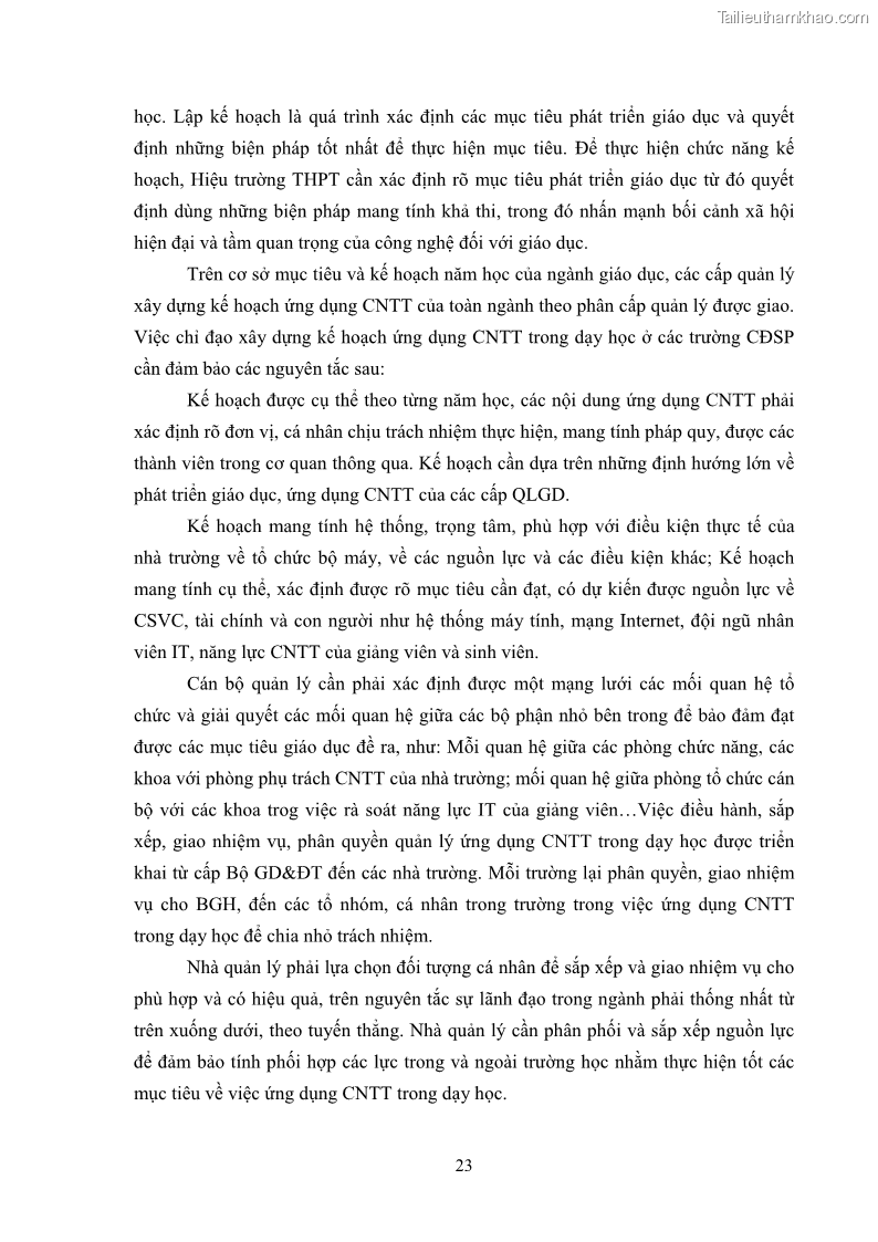 Luận văn thạc sĩ khoa học giáo dục Quản lí ứng dụng công nghệ thông tin trong dạy học ở trường Cao đẳng Sư phạm Luangprabang, thành phố Luangprabang, tỉnh Luangprabang, nước Cộng hòa dân chủ nhân dân Lào - 3 Trang 33