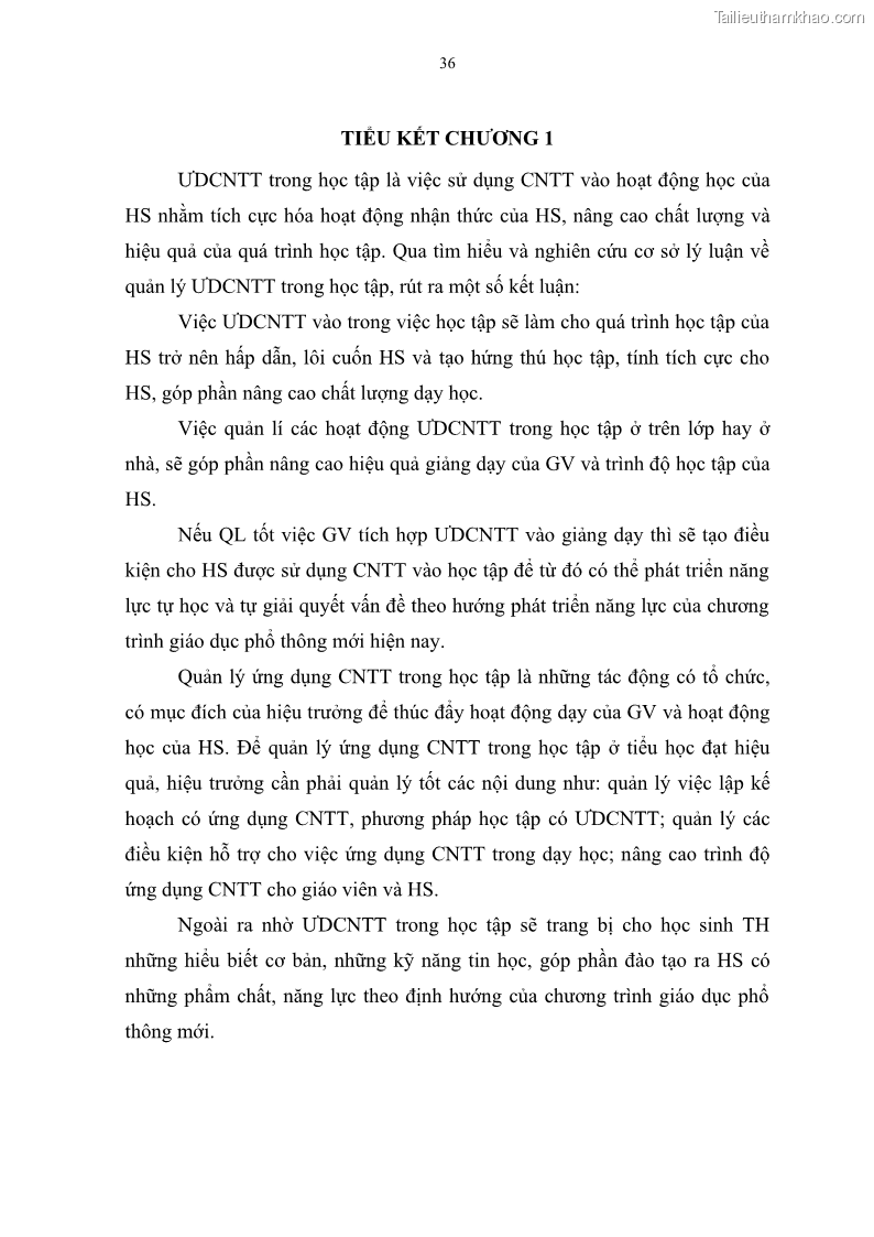 Luận văn thạc sĩ khoa học giáo dục Quản lí ứng dụng công nghệ thông tin trong học tập của học sinh ở các trường tiểu học huyện Bình Chánh thành phố Hồ Chí Minh - 4 Trang 47