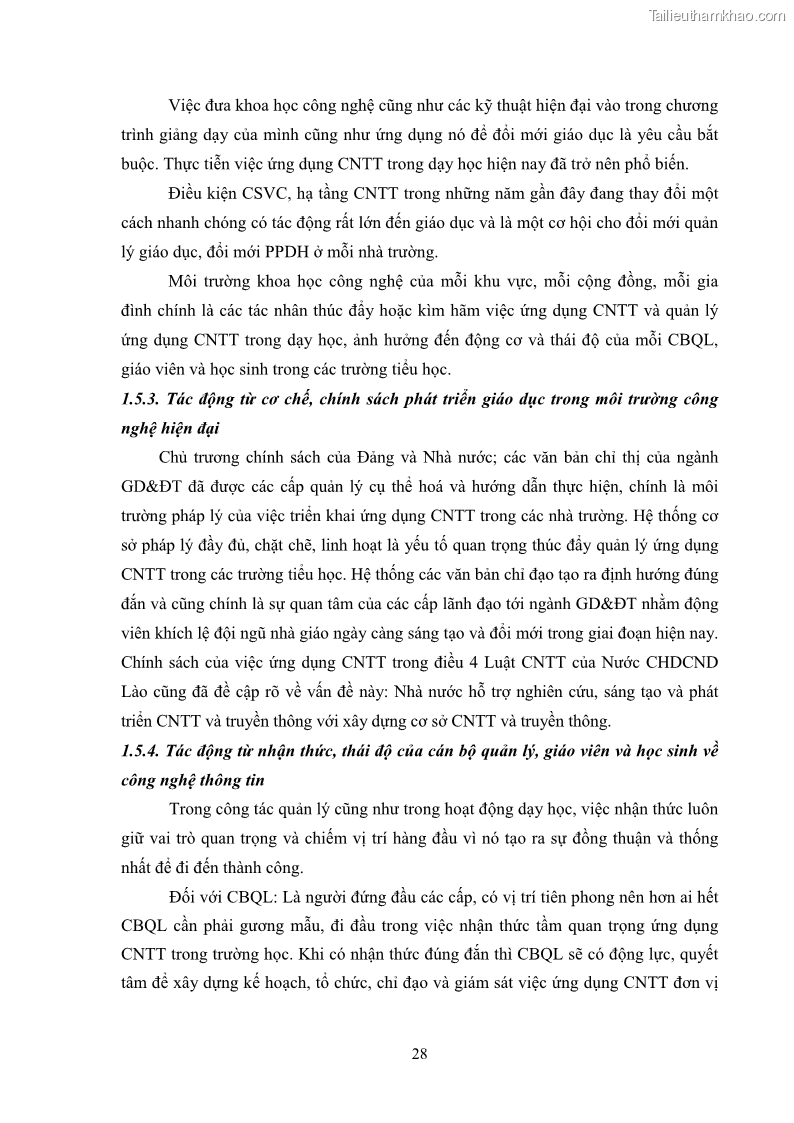Luận văn thạc sĩ khoa học giáo dục Quản lí ứng dụng công nghệ thông tin trong dạy học ở trường Cao đẳng Sư phạm Luangprabang, thành phố Luangprabang, tỉnh Luangprabang, nước Cộng hòa dân chủ nhân dân Lào - 4 Trang 38