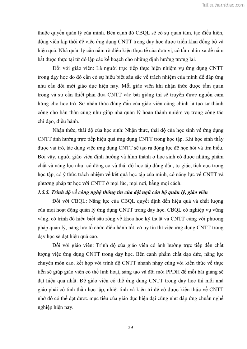 Luận văn thạc sĩ khoa học giáo dục Quản lí ứng dụng công nghệ thông tin trong dạy học ở trường Cao đẳng Sư phạm Luangprabang, thành phố Luangprabang, tỉnh Luangprabang, nước Cộng hòa dân chủ nhân dân Lào - 4 Trang 39