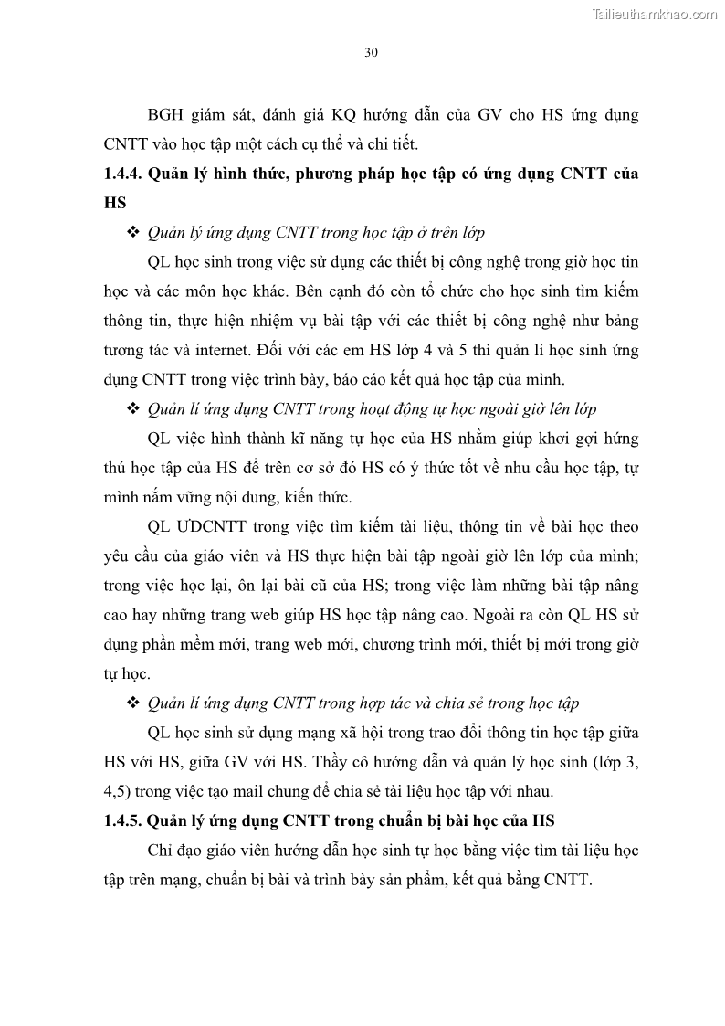 Luận văn thạc sĩ khoa học giáo dục Quản lí ứng dụng công nghệ thông tin trong học tập của học sinh ở các trường tiểu học huyện Bình Chánh thành phố Hồ Chí Minh - 4 Trang 41